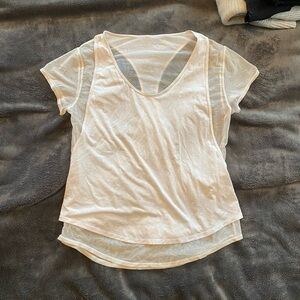 lululemon sheer layered white mesh shirt